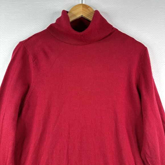 Sarah Spencer Womens Sweater 2X Red 100% Italian Merino Wool Turtleneck Pullover - Picture 2 of 8